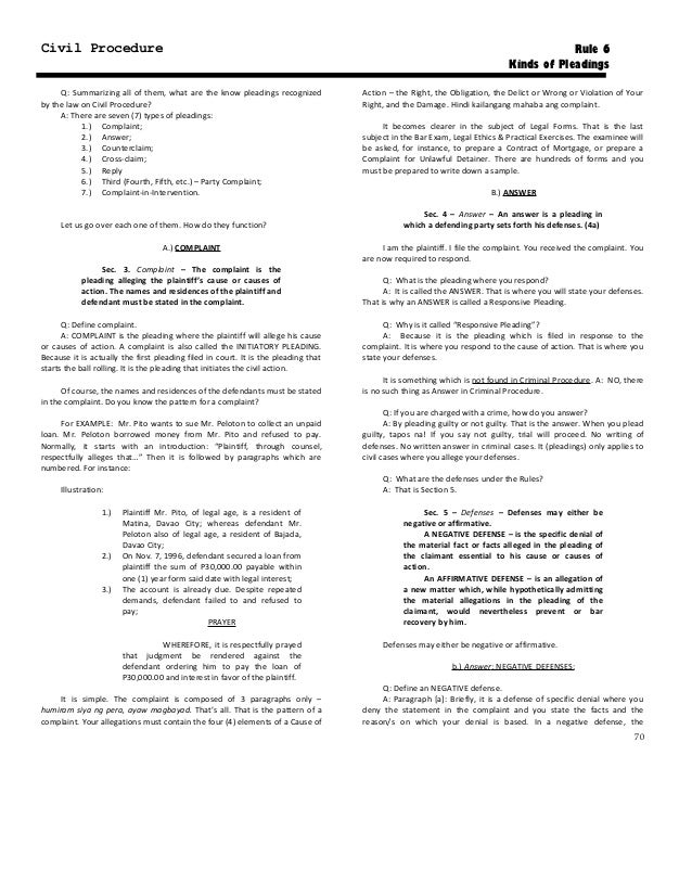 238019494 rule 06 kinds of pleadings define pleading