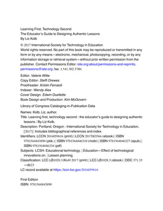 Learning First Technology Second The Educators Guide To Designing ...