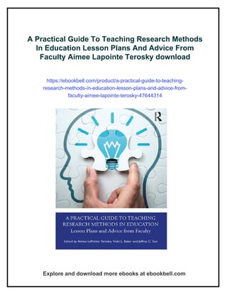 A Practical Guide To Teaching Research Methods In Education Lesson ...