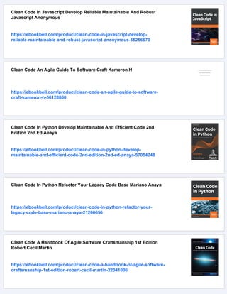 Clean Code Principles And Patterns A Software Practitioners Handbook 1 ...