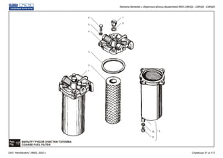 ФИЛЬТР ГРУБОЙ ОЧИСТКИ ТОПЛИВА
COARSE FUEL FILTER
Рис.
17Fig.
6 7
9
5
4
10
11
8
3
2
1
Каталог деталей и сборочных единиц двигателей ЯМЗ-238НД3, -238НД4, -238НД5
ОАО "Автодизель" (ЯМЗ), 2002 г. Страница 37 из 112
 