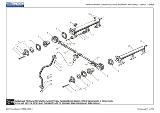 ВОДЯНЫЕ ТРУБЫ И ТЕРМОСТАТЫ СИСТЕМЫ ОХЛАЖДЕНИЯ ДВИГАТЕЛЕЙ ЯМЗ-238НД3 И ЯМЗ-238НД4
COOLING SYSTEM PIPES AND THERMOSTATS OF ENGINES ЯМЗ-238НД3 AND ЯМЗ-238НД4
Рис.
29Fig.
21
1
1
2
4
5
6
7
8
6
9
10
11
12
13
2
14
20
16
18
15
19
2
4
5
6
7
8
6
10
22
23
21
19
22
24
3
3
15
17
Каталог деталей и сборочных единиц двигателей ЯМЗ-238НД3, -238НД4, -238НД5
ОАО "Автодизель" (ЯМЗ), 2002 г. Страница 61 из 112
 