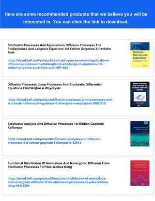 Diffusion Processes And Stochastic Calculus Fabrice Baudoin | PDF