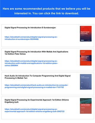 Digital Signal Processing An Introduction R Anand | PDF