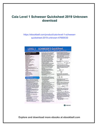 Caia Handbook.pdf Caia Level 1 Schweser Quicksheet 2019 Unknown | PDF