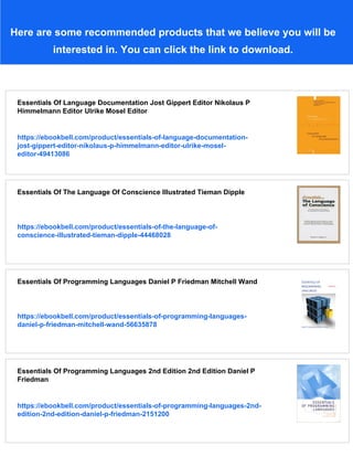 Essentials Of Language Documentation Trends In Linguistics Studies And ...