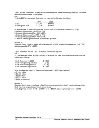 Financial Statement Rationale Test Bank for Financial Statement Analysis and Valuation, 2nd Edition ...