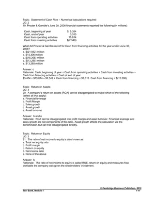 Financial Statement Rationale Test Bank for Financial Statement Analysis and Valuation, 2nd Edition ...