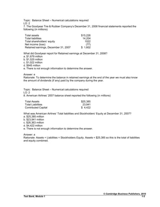 Financial Statement Rationale Test Bank for Financial Statement Analysis and Valuation, 2nd Edition ...