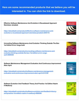 Software Evolution And Maintenance 1st Edition Priyadarshi Tripathy | PDF
