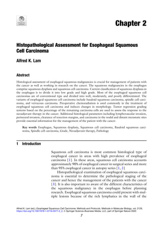 Esophageal Squamous Cell Carcinoma Methods And Protocols 1st Alfred K ...