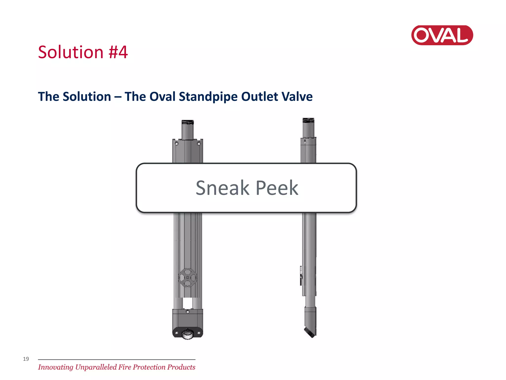 19
Solution #4
The Solution – The Oval Standpipe Outlet Valve
Sneak Peek
 