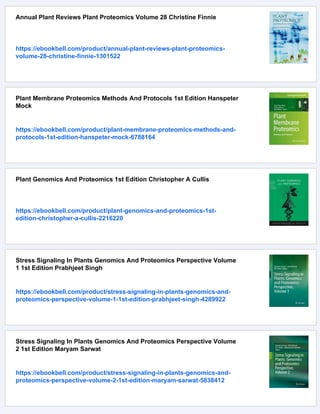 Plant Proteomics 2nd Edition Jesus V Jorrinnovo Setsuko Komatsu | PDF