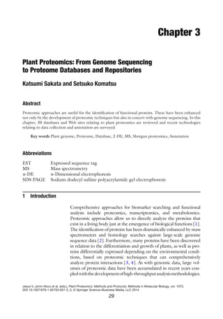 Plant Proteomics 2nd Edition Jesus V Jorrinnovo Setsuko Komatsu | PDF