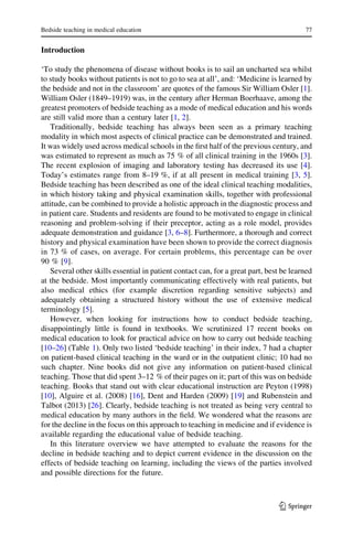 Bedside teaching in medical education; a literature review. | PDF