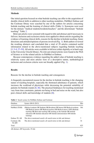 Bedside teaching in medical education; a literature review. | PDF