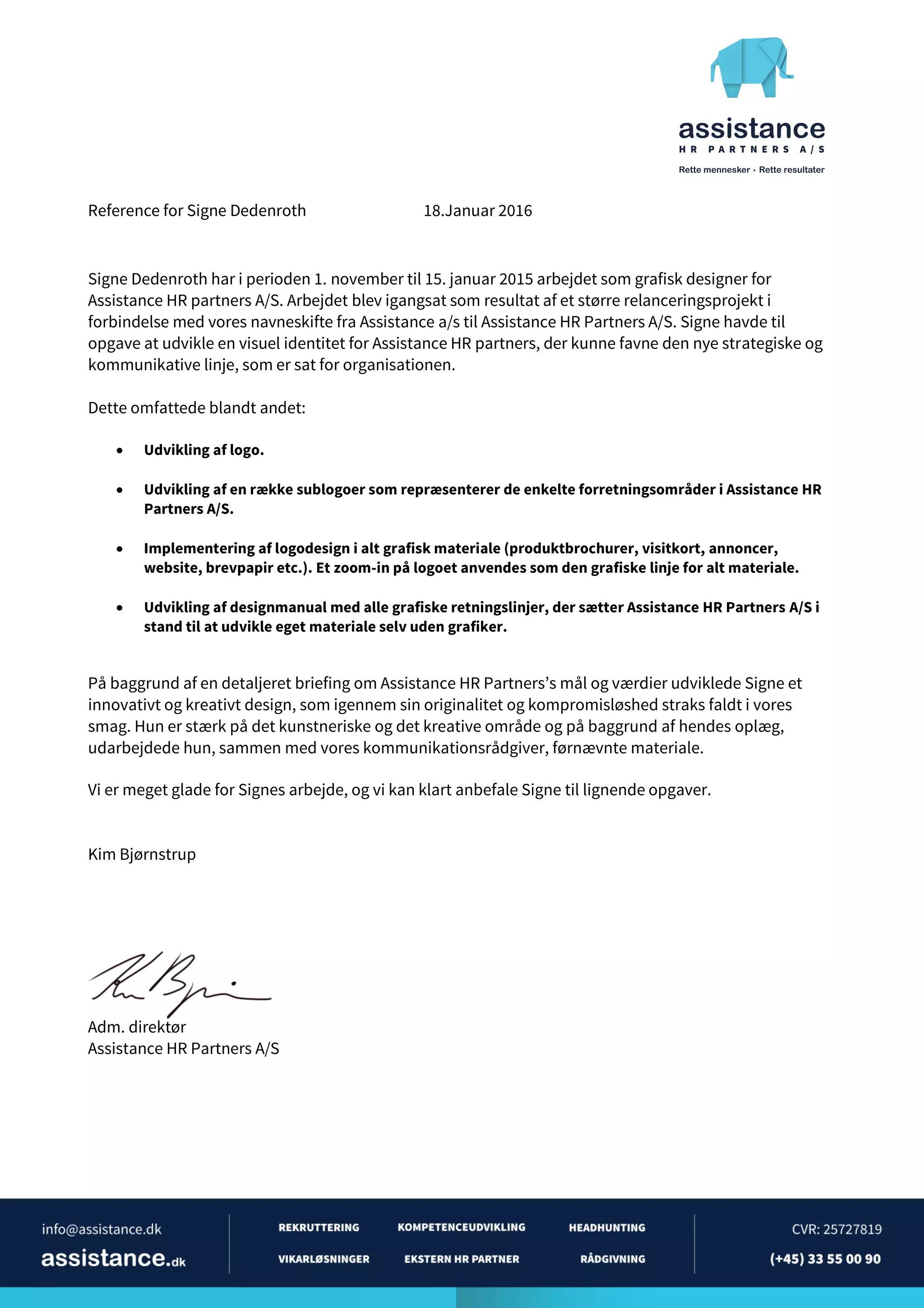 Reference Signe Reference for Signe Dedenroth | PDF