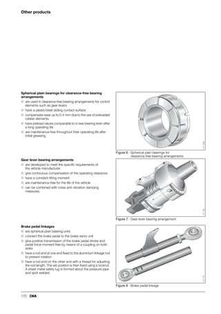 162
Hydraulic
rod ends
requiring maintenance
Sliding contact surface:
Steel/steel
Series GIHR-K..DO
GIHR-K..DO (d  50 mm)
B
C
r
d D
d
l l
h
Section
d
l
d
d
d d
1
1s
1)
K
3
3
4
1
2
7 4
1
5

118
045
For rod ends of sizes 20 mm, 25 mm and 30 mm, thread runout to DIN 76.
1) Values in dimension table, page 107.
2) Basic load rating of housing.
3) These hydraulic rod ends are also available with
maintenance-free spherical plain bearings GE..UK, GE..UK-2RS, GE..FW, GE..FW-2RS.
In this case, the basic dynamic load ratings Cr then correspond to the values on page 77 and 81.
Dimension table · Dimensions in mm
Shaft
diameter
Designation3) Mass Dimensions
d D B dK d1 d2 d3 d4
d ⬇kg
20 GIHR-K 20 DO 0,43 20–0,01 35 16–0,12 29 24,1 56 M 161,5 25
25 GIHR-K 25 DO 0,48 25–0,01 42 20–0,12 35,5 29,3 56 M 161,5 25
30 GIHR-K 30 DO 0,74 30–0,01 47 22–0,12 40,7 34,2 64 M 221,5 32
35 GIHR-K 35 DO 1,2 35–0,012 55 25–0,12 47 39,7 78 M 281,5 40
40 GIHR-K 40 DO 2 40–0,012 62 28–0,12 53 45 94 M 351,5 49
50 GIHR-K 50 DO 3,8 50–0,012 75 35–0,12 66 55,9 116 M 451,5 61
60 GIHR-K 60 DO 5,4 60–0,015 90 44–0,15 80 66,8 130 M 581,5 75
70 GIHR-K 70 DO 8,5 70–0,015 105 49–0,15 92 77,8 154 M 651,5 86
80 GIHR-K 80 DO 12 80–0,015 120 55–0,15 105 89,4 176 M 802 102
90 GIHR-K 90 DO 21,5 90–0,02 130 60–0,2 115 98,1 206 M1002 124
100 GIHR-K 100 DO 27,5 100–0,02 150 70–0,2 130 109,5 230 M1102 138
110 GIHR-K 110 DO 40,5 110–0,02 160 70–0,2 140 121,2 265 M1203 152
120 GIHR-K 120 DO 76 120–0,02 180 85–0,2 160 135,5 340 M1303 172
 