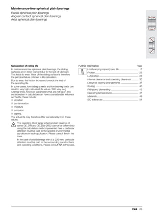 55
GE..SW
GE..AW ZGB
Ca
C0a
C
C0
r
r
C
C0
r
r
Axial spherical plain
bearings
Angular contact
spherical plain
bearings
Maintenance-free
cylindrical plain
bushes
Large radial spherical plain bearings
Load
carrying
capacity
GE..DW-2RS2
GE..DW
117
136
 