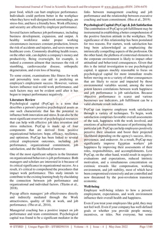 Impact of Psychological Capital on Job Performance and Satisfaction | PDF