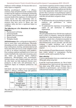 Impact of Psychological Capital on Job Performance and Satisfaction | PDF