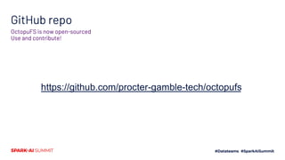 GitHub repo
OctopuFS is now open-sourced
Use and contribute!
https://github.com/procter-gamble-tech/octopufs
 