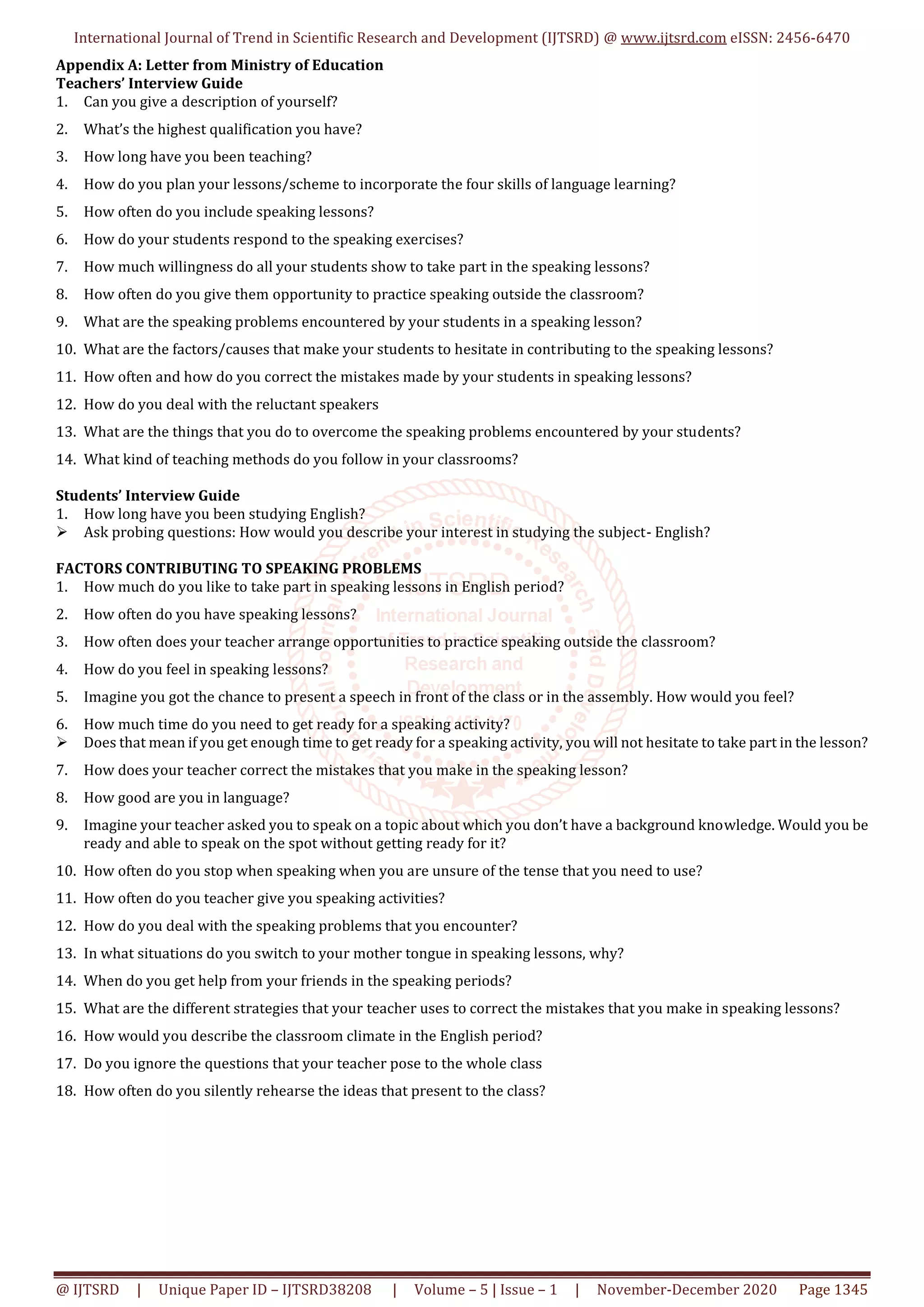 Reticence of Speaking in a Maldivian ESL Classroom Causes and Solution