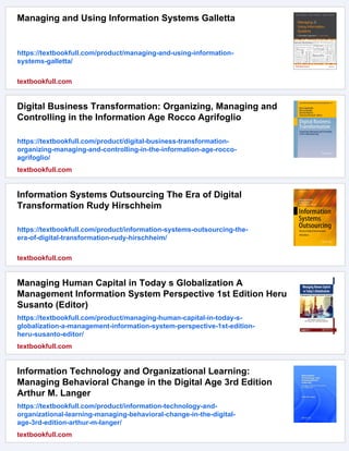 Information Systems Today: Managing the Digital World Joseph Valacich | PDF