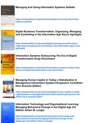 Information Systems Today: Managing the Digital World Joseph Valacich | PDF