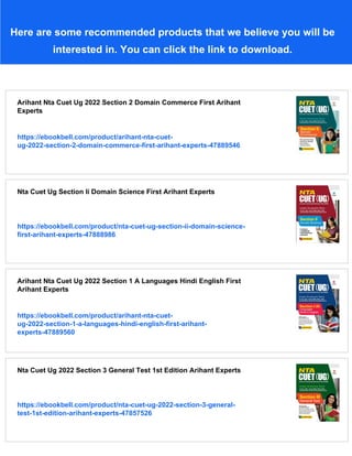 Arihant Nta Cuet Ug 2022 Section 2 Domain Humanities First Arihant ...