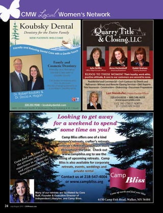 title
CMW Local Women’s Network
24 July/August 2015 CMWomen.com
 