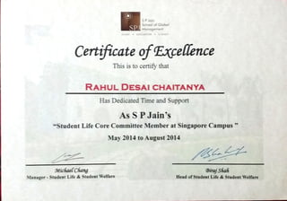 Certificate of Excellence - SLCOM