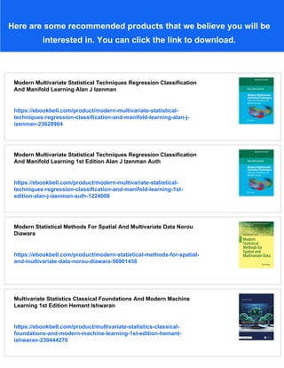 Modern Multivariate Statistical Techniques Alan J Izenman | PDF