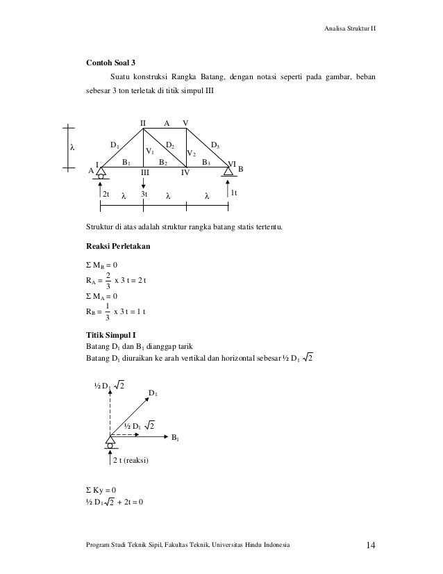 Contoh Soal Analisa Struktur 1 Teknik Sipil - Contoh Soal ...