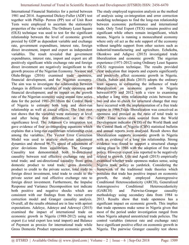 Trade Liberalization and Trade Flows in Nigeria An Aggregated Analysis