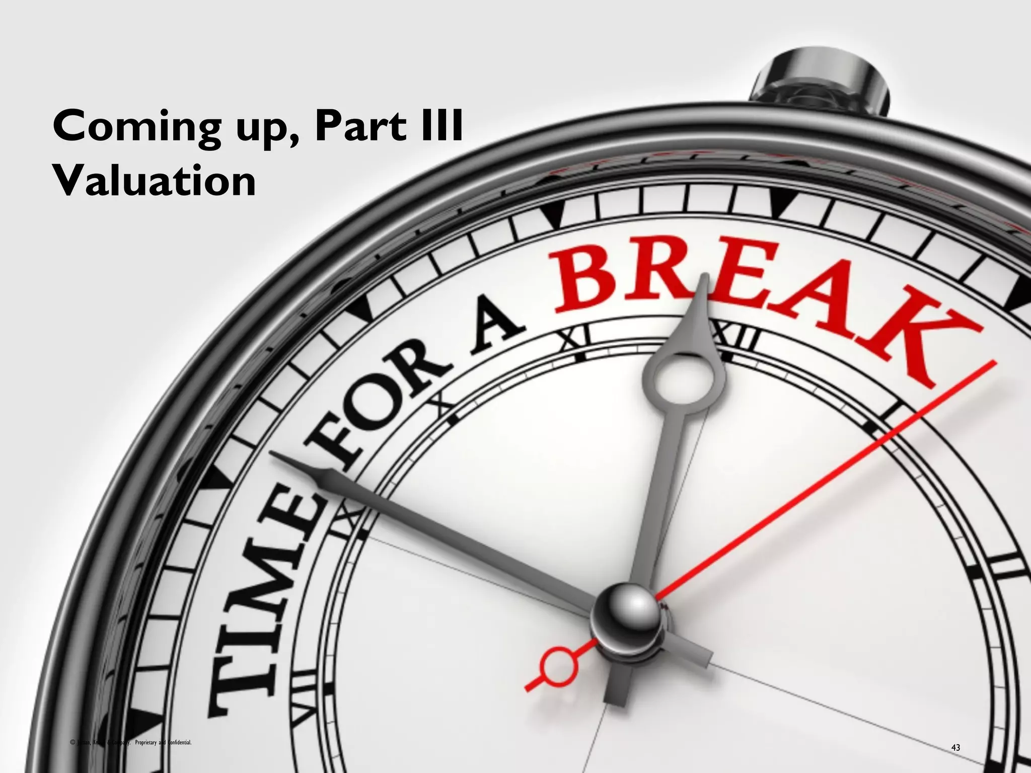 © Jordan, Knauff & Company. Proprietary and Confidential.
43
Coming up, Part III
Valuation
 