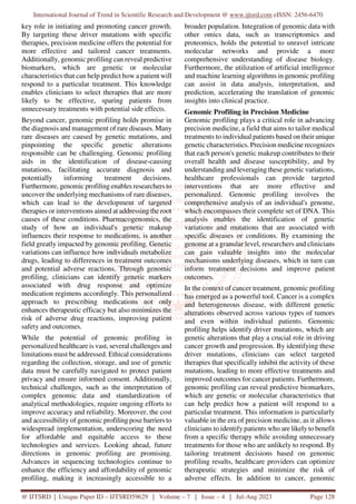 Advances in Precision Medicine The Role of Genomic Profiling in ...