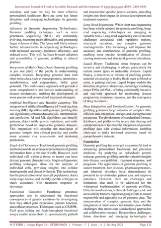 Advances in Precision Medicine The Role of Genomic Profiling in ...