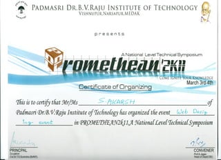 Promethean Organizing Certificate
