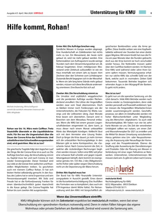 Ausgabe 4/5 April / Mai 2020 / ERFOLG 9
Hilfe kommt, Rohan!
Michele Imobersteg, Wirtschaftsjurist
vertritt die rechtlich relevanten Interessen der
KMU-Mitglieder
Rohan war bis 16. März mein Coiffeur. Trotz
Staatshilfe übersteht er die Liquiditätskrise
nicht. Für ihn war die Ungewissheit über die
Dauer der Corona Krise das Schlimmste. Und
sobalddieerstenSchockwellenausgestanden
sind, wird gestritten. Was ist zu tun?
Die griechischeTragödie folgt dem logischen Lauf
der Dinge. Bei der Corona-Krise ist es auch so: Die
Aufträge brechen weg, die Verschuldung nimmt
zu, Kapital muss her und nach Corona ist man
wieder Existenzgründer. Dieser Kreislauf wird
(zu) viele an die Grenze ihrer seelischen und finan-
ziellen Möglichkeiten treiben. So geschehen
auch mit meinem Coiffeur Rohan. Er hat sich
letzten Herbst selbständig gemacht. In den Aus-
bau des Ladens hat er seine Ersparnisse und sein
Pensionskassengeld investiert. Mit Stolz und
Freude hat er die fünfundzwanzig Franken für
einen überdurchschnittlich guten Haarschnitt
in die Kasse gelegt. Die Corona-Tragödie hat
Rohan bis zum zweiten Akt ausgestanden.
gesicherten Bankkrediten unter die Arme ge-
griffen. Diese Kredite wirken wie eine Kopfweh-
tablette während vier Stunden bei einer dreitä-
gigen Migräne. Mit einem Kredit hat man die Fir-
ma ein paar Monate über die Runden gebracht,
doch aus der Krise kommt sie hoch verschuldet
wieder heraus. Die Notkredite müssen später
über den Cashflow bedient werden. Im Klartext:
Eine KMU wird während vieler Jahre ihren Ge-
winn opfern müssen. Vermutungsweise erhal-
ten nur solche KMU das schnelle Geld von der
Bank, welche auch in «normalen» Zeiten Geld
bekommen. Tausende Betriebe begeben sich
sehenden Auges in den Würgegriff der Banken.
Es geht nicht anders.
Was ist zu tun?
Es geht nun um die operative Sanierung, um die
«Zeit danach». Viele KMU-Betriebe werden nach
Corona wieder zu Existenzgründern, denn viele
werden personell und finanziell verkleinert. Spä-
ter müssen die freigestellten Mitarbeiter/innen
wieder zusammengesucht werden. Geschäfts-
prozesse, vor allem im Detailhandel, werden mit
hoher Wahrscheinlichkeit unter Wegbeding-
ung des Menschen «digitalisiert». So auch viele
Büroarbeitsplätze. Wir haben nun vier bis zehn
harte Monate vor uns. Die Zeit der verordneten
Untätigkeit sollten wir nutzen, um einen Ziel-
und Massnahmenplan für 2021 zu erstellen und
die Mittel für dessen Umsetzung vorzubereiten.
Hierzu gehören eine Um- oder Neupositionier-
ung, die Anpassung oder Neuauflage der Home-
page und des Prospektmaterials. Ebenso die
Straffung oder Ausweitung der Dienstleistungen
und Produkte. Oder die Planung von Messen in
Verbindung mit einer regen Teilnahme an Netz-
werken. Unternehmer, Unternehmerinnen: Wir
müssenstarksein.EsgibteinLebennachCorona.
Erster Akt: Die Aufträge brechen weg
Sämtliche Messen in Europa wurden abgesagt.
Eine Hundertschaft an Zulieferanten hat nichts
mehr zu tun. Ein Messestand, der heute nicht
gebaut ist, wird nie mehr gebaut werden. Eine
Kettenreaktion von Auftragsstorni wurde wenige
Stunden nach dem Versammlungsverbot am 28.
Februar losgetreten. Einen mittelgrossen Mes-
sestand unter Zeitdruck aufzustellen ist wie ein
Haus innerhalb von einem Jahr zu bauen. Vom
Zeichner über den Schreiner zum Lichtdesigner:
Dutzende Berufe begegnen sich in der Messehal-
le. Wenn ein Jahr lang keine Stände mehr gebaut
werden, müssen sich diese Berufsleute anderwei-
tig orientieren. Eine Branche löst sich auf.
Zweiter Akt: Die Verschuldung nimmt zu
Die Umsätze sind urplötzlich weggebrochen
und die pendenten Aufträge wurden flächen-
deckend annulliert. Die Löhne der Angestellten
werden zwar vom Staat übernommen. Doch
es bleiben immer noch Forderungen wie der
Unternehmerlohn, die Fixkosten für Miete, Lea-
sings und die Lieferanten übrig. Zwei Monate
Krise lassen sich überstehen. Danach wird in
Branchen wie dem Messebau Personal entlas-
sen. Wenn die KMU bei einem grossen Liegen-
schaftsbesitzer eingemietet ist, dann kann, ja
muss dieser nach einem Monat unbezahlter
Miete das Mietobjekt kündigen. Vielleicht lässt
sich mit dem Vermieter eine Lösung finden.
Doch je länger die Krise dauert, je mehr türmen
sich die unbezahlten Rechnungsbelege. In den
Bilanzen gibt es keine Kontoposition, die «Ge-
schenk» heisst. Nach Corona kommt die Zeit, in
welcher alle rückständigen Rechnungen begli-
chen werden müssen. Sofern eine KMU seit jeher
eine schwarze Null schreibt und gegen Liquidi-
tätsengpässen kämpft, dann kommt sie zwangs-
weise gemäss Art. 725 Abs. 2 des Obligationen-
rechts früher oder später wegen Überschuldung
nicht um die Deponierung der Bilanz herum.
Dritter Akt: Kapital muss her
Der Bund hat für KMU finanzielle Unterstüt-
zungspakete in Aussicht gestellt. Eines davon
ist die Kurzarbeitsentschädigung (Das Ausfüllen
des Formulars war so kompliziert, dass auch ein
ETH-Ingenieur damit Mühe hätte). Per Notver-
ordnung wird den KMU mit bürgschaftlich ab-
Wenn das Unvermeidbare eintrifft:
KMU-Mitglieder können sich im Sekretariat respektive bei meinJurist.ch melden, wenn bei einer
Überschuldung ein «geordneter» Konkurs notwendig wird. Denn in vielen Fällen hängen das eigene
Wohnhaus oder private Darlehen am Bankkredit. Zentral wird vorerst die Sanierung sein.
meinJurist KmG
Rechtsbegleitung für KMU
8252 Altparadies · 8953 Dietikon
Telefon 079 430 50 71
info@meinJurist.ch · www.meinJurist.ch
Unterstützung für KMU
 