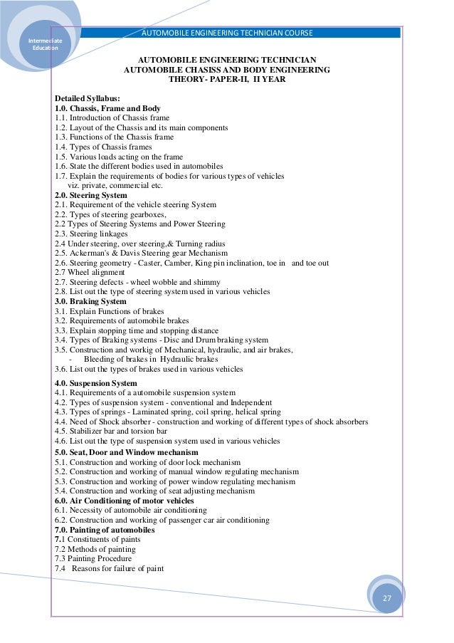 automobile engineering theory