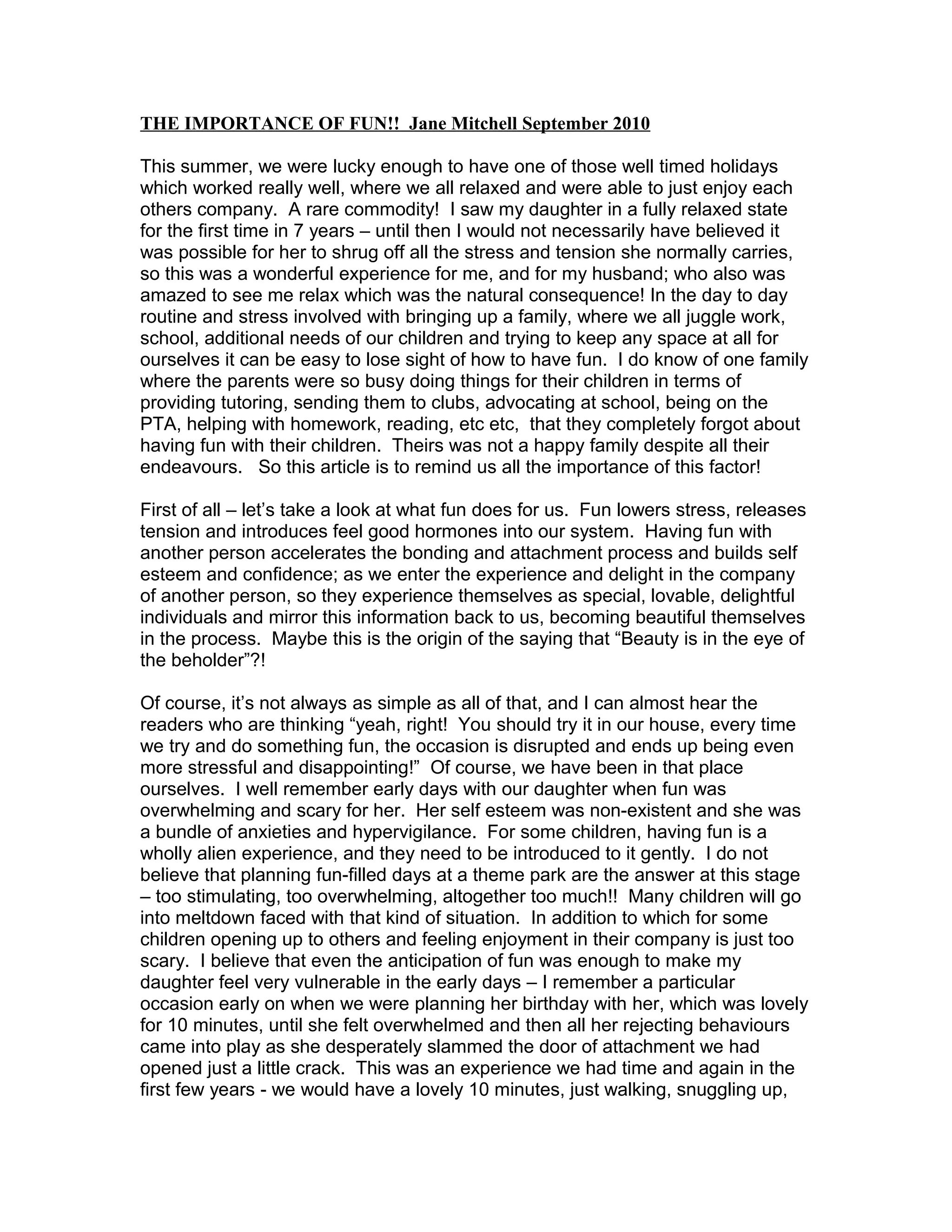 THE IMPORTANCE OF FUN | DOC