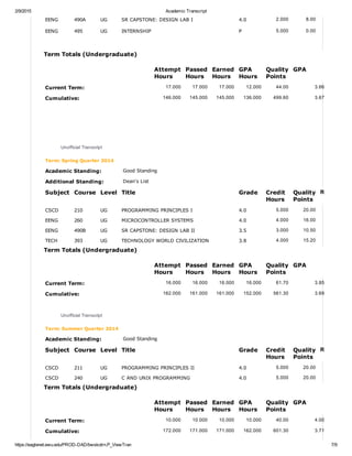 Zachary Burrows - Academic Transcript | PDF