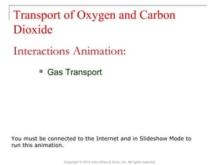 Transport of Oxygen and Carbon
Dioxide
Copyright © 2014 John Wiley & Sons, Inc. All rights reserved.
 Gas Transport
Interactions Animation:
You must be connected to the Internet and in Slideshow Mode to
run this animation.
 