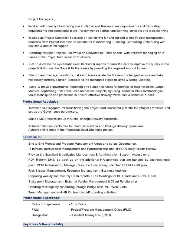 pmp certified resumes