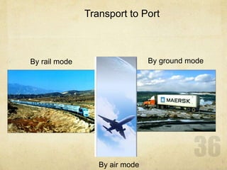 Transport to Port
By rail mode
By air mode
By ground mode
 