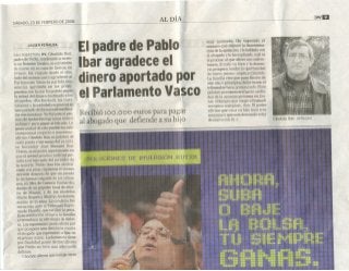 El Padre de Pablo Ibar agradece el dinero aportado por el Parlamento Vasco