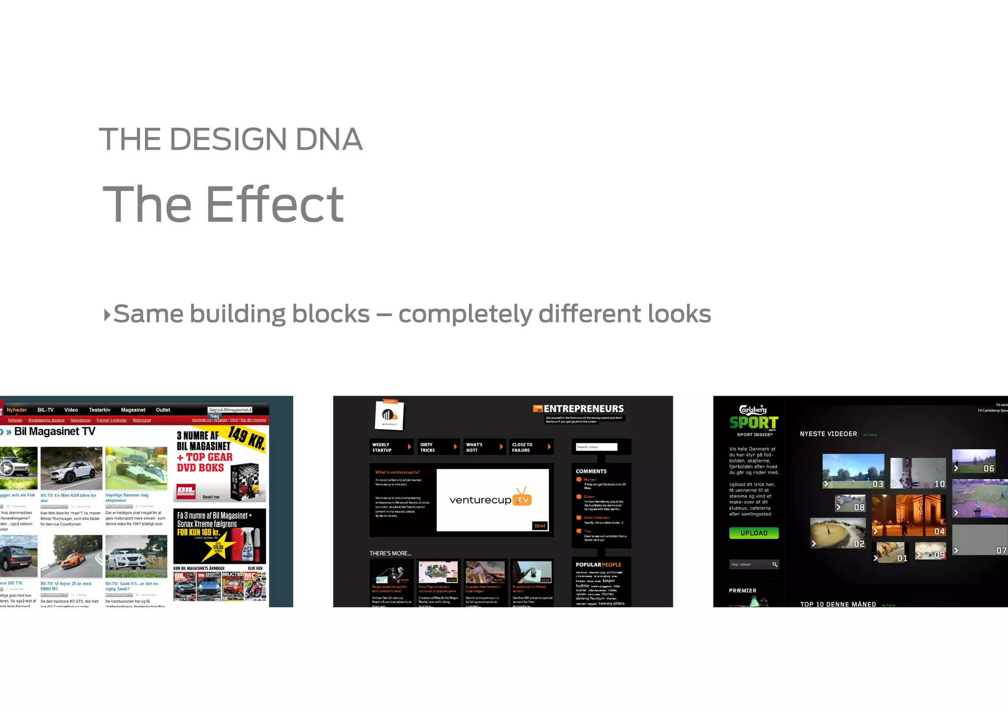 THE DESIGN DNA

The E ect

‣ Same building blocks – completely di erent looks
 