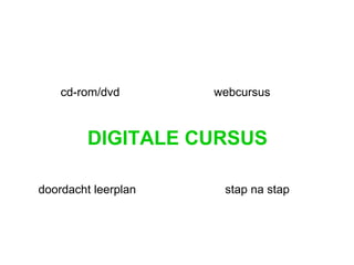 DIGITALE CURSUS cd-rom/dvd webcursus doordacht leerplan stap na stap 