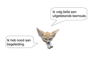 Ik heb nood aan begeleiding. Ik volg liefst een uitgetekende leerroute. 
